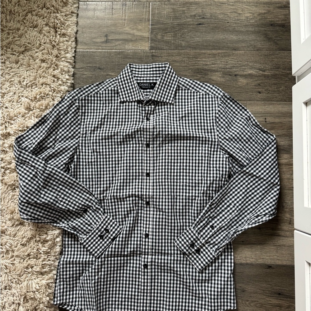 Daniel K Black and White Casual Button Down Shirt